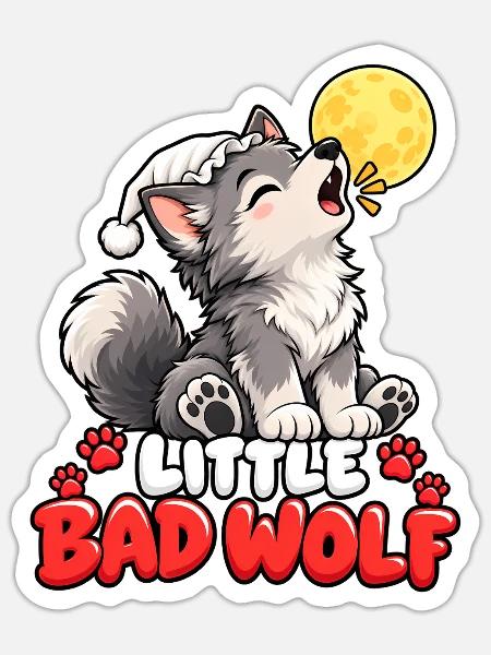 Mondschein Wolf mit Wintermütze - Sticker Größe S (10 x 10 cm) - Mattweiß