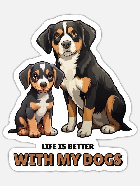Entlebucher Sennenhund – Hunde Geschenk Idee - Sticker Größe S (10 x 10 cm) - Mattweiß