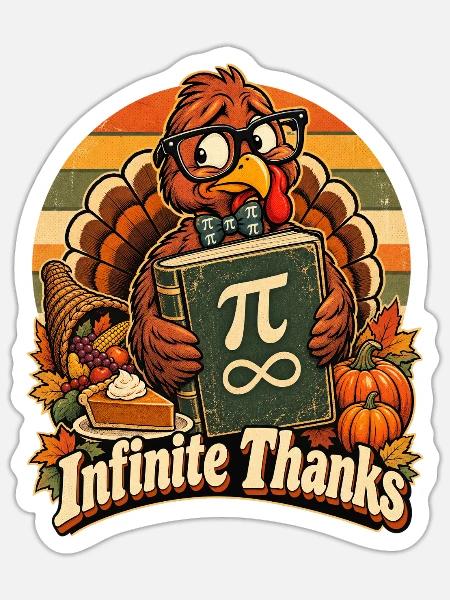 Thanksgiving Truthahn Infinite Thanks Mathelehrer - Sticker Größe S (10 x 10 cm) - Mattweiß