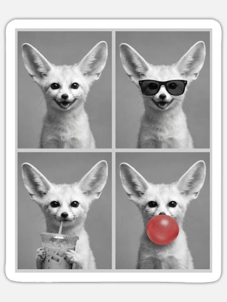 Wüstenfuchs Fennek - Sticker Größe S (10 x 10 cm) - Mattweiß