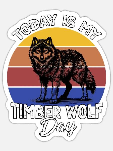 Grauwolf Timber Wolf - Sticker Größe S (10 x 10 cm) - Mattweiß