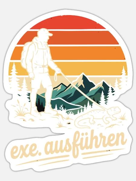 Programmierer Humor exe Echse ausführen - Sticker Größe S (10 x 10 cm) - Mattweiß
