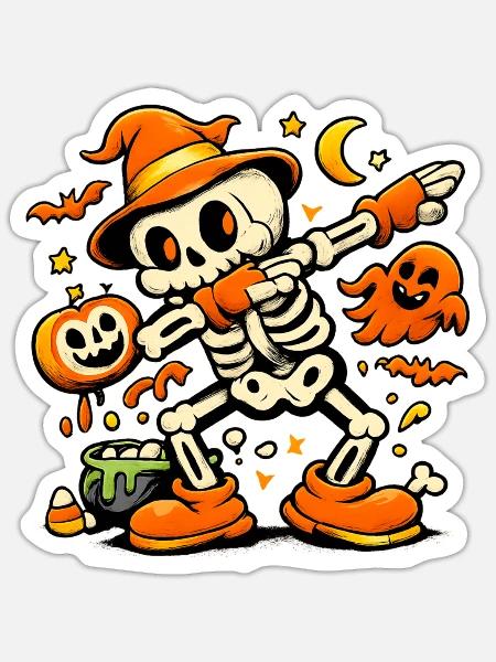 Dabbing Halloween Kostüm - Sticker Größe S (10 x 10 cm) - Mattweiß