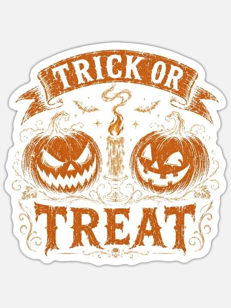 Süßes-oder-Saures-Kürbiswappen Halloween - Sticker Größe S (10 x 10 cm) - Mattweiß