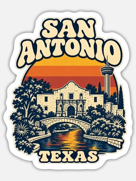 Texas San Antonio Retro - Sticker Größe S (10 x 10 cm) - Mattweiß