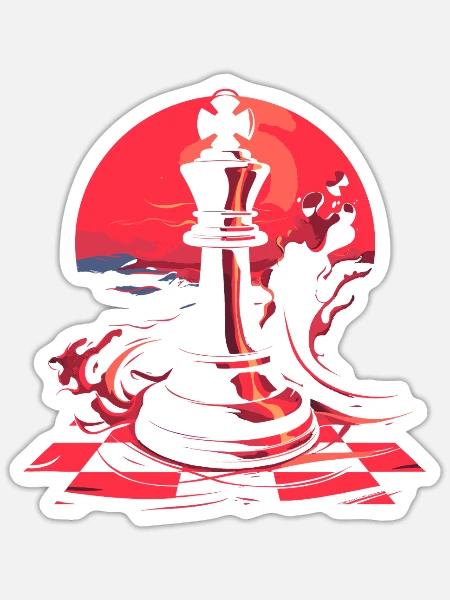 90er Schachfigur - Sticker Größe S (10 x 10 cm) - Mattweiß