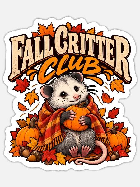 Fall Crawler Club Kürbisfreund - Sticker Größe S (10 x 10 cm) - Mattweiß