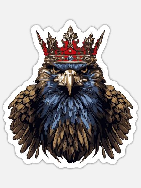 Adler Kopf mit Krone - Sticker Größe S (10 x 10 cm) - Mattweiß