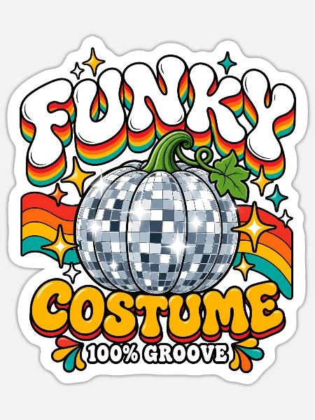 Funky Kürbis Kostüm Groove - Sticker Größe S (10 x 10 cm) - Mattweiß