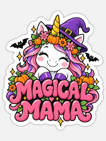 Magische Mama Einhornzauber - Sticker Größe S (10 x 10 cm) - Mattweiß