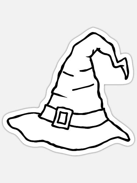 Krummer Hexenhut – Halloween-Kritzelzeichnung - Sticker Größe S (10 x 10 cm) - Mattweiß