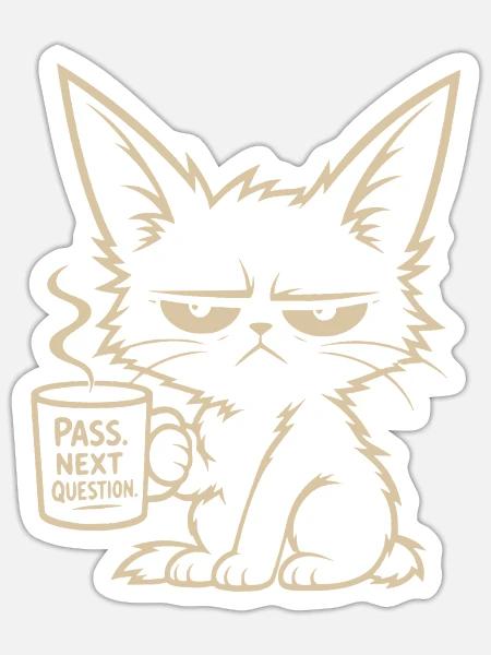 Pass Next Question - Sticker Größe S (10 x 10 cm) - Mattweiß
