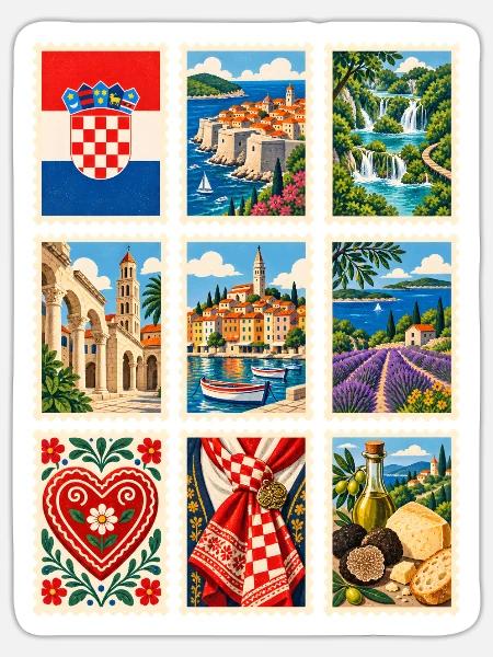 Kroatien Briefmarken - Sticker Größe S (10 x 10 cm) - Mattweiß