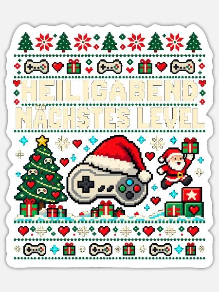 Gaming - Heiligabend nächstes Level - Sticker Größe S (10 x 10 cm) - Mattweiß