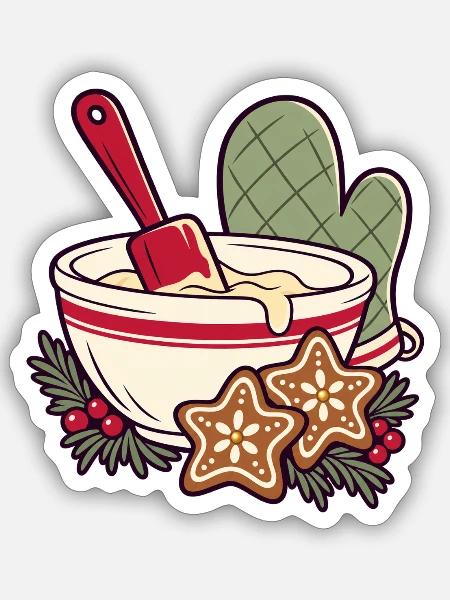 Kekszeit im Schüssel-Design - Sticker Größe S (10 x 10 cm) - Mattweiß