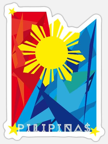 Philippinen Sonnenflagge Filipino Pride - Sticker Größe S (10 x 10 cm) - Mattweiß