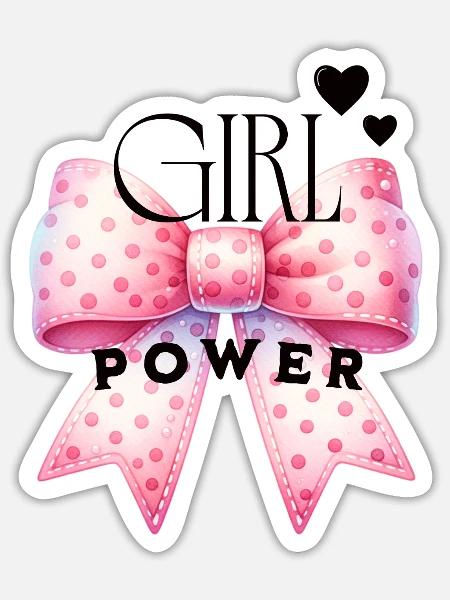 Girl Power - Schleife - Sticker Größe S (10 x 10 cm) - Mattweiß