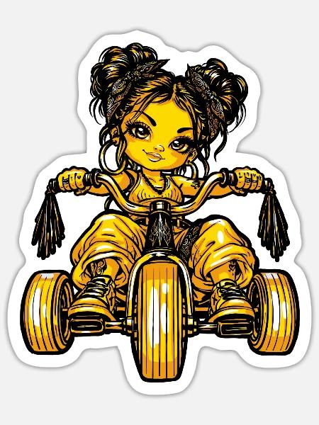 Girl Dreirad Mädchen - Sticker Größe S (10 x 10 cm) - Mattweiß