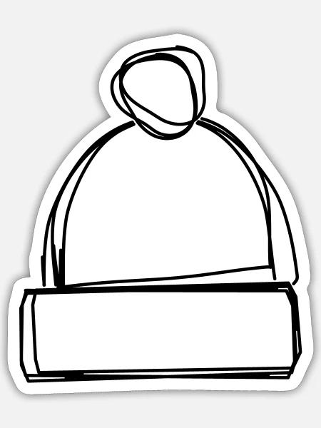 Pudelmütze handgezeichnet - Sticker Größe S (10 x 10 cm) - Mattweiß