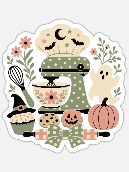 Halloween Backen - Sticker Größe S (10 x 10 cm) - Mattweiß
