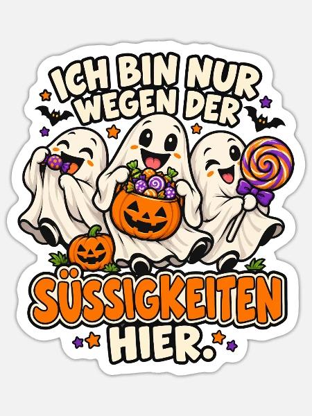 Süßigkeiten Geister Halloween - Sticker Größe S (10 x 10 cm) - Mattweiß