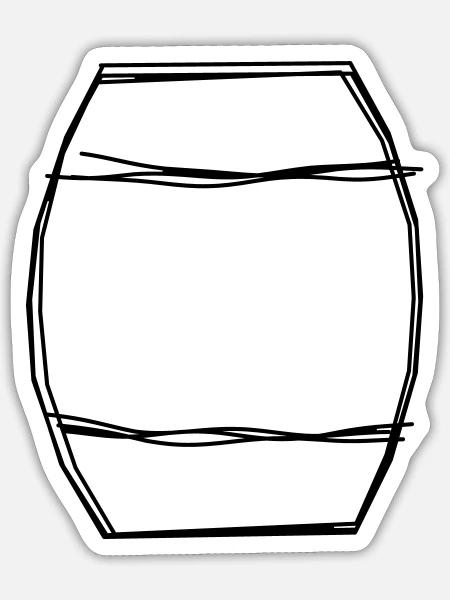 Fass handgezeichnet - Sticker Größe S (10 x 10 cm) - Mattweiß