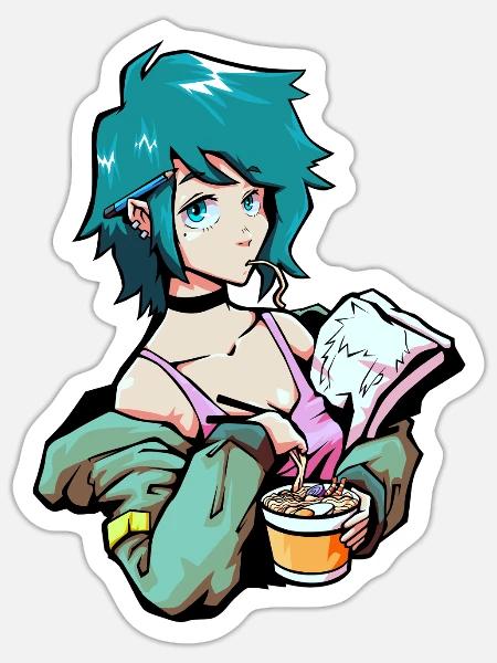 Anime Ramen - Sticker Größe S (10 x 10 cm) - Mattweiß