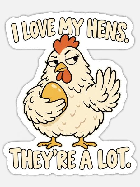 Hennenliebe: freches Huhn - Sticker Größe S (10 x 10 cm) - Mattweiß
