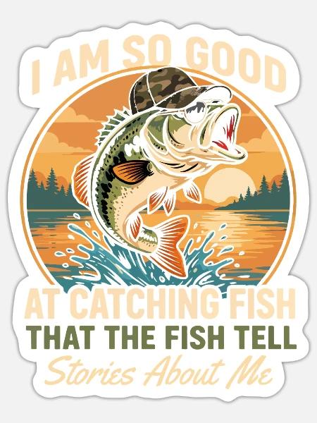 Retro-Fischerfisch mit Brille und Kappe - Sticker Größe S (10 x 10 cm) - Mattweiß
