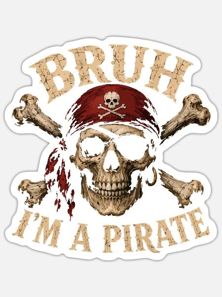 Bruder, ich bin ein Piraten-Retro-Piratenschädel - Sticker Größe S (10 x 10 cm) - Mattweiß