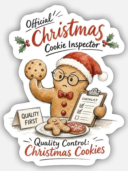 Christmas Cookie Inspector - Sticker Größe S (10 x 10 cm) - Mattweiß