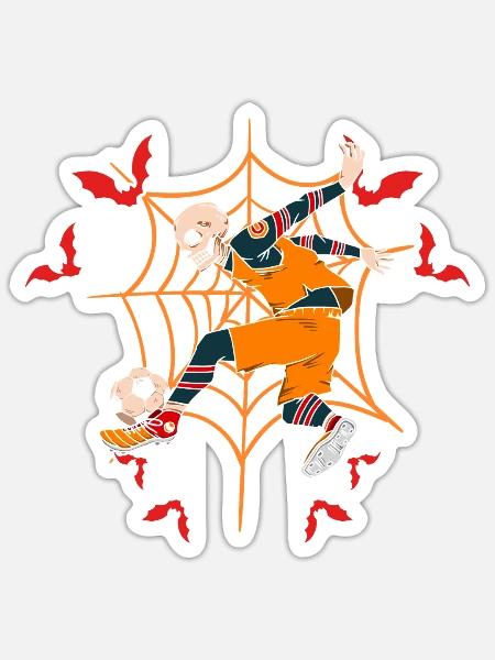 Spooky Soccer Skeleton - Sticker Größe S (10 x 10 cm) - Mattweiß