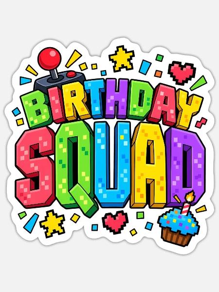 Birthday Squad Gaming Videospieler Gaming - Sticker Größe S (10 x 10 cm) - Mattweiß