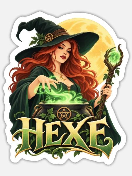 Hexenzauber im Mondschein - Sticker Größe S (10 x 10 cm) - Mattweiß