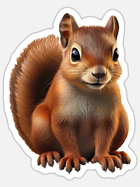 Eichhoernchen - Sticker Größe S (10 x 10 cm) - Mattweiß