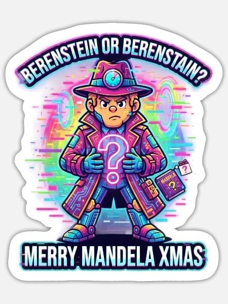 Mandela Xmas Neon Detective - Sticker Größe S (10 x 10 cm) - Mattweiß