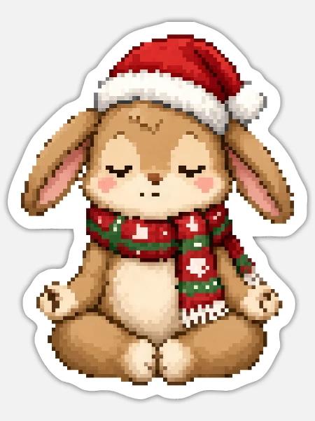 Meditatives Hasen-Weihnachten - Sticker Größe S (10 x 10 cm) - Mattweiß