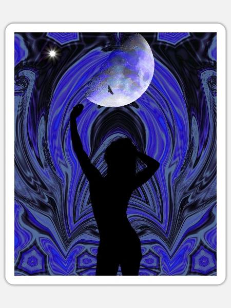 Mondtanz im psychedelischen Wirbel - Sticker Größe S (10 x 10 cm) - Mattweiß