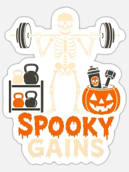 halloween_-_spooky_gains - Sticker Größe S (10 x 10 cm) - Mattweiß