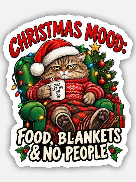 Weihnachtskatzen-Stimmung - Sticker Größe S (10 x 10 cm) - Mattweiß