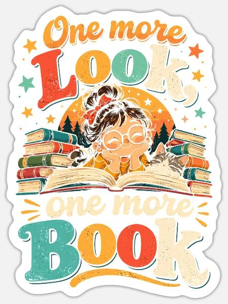 Noch ein Blick, noch ein Buch - Sticker Größe S (10 x 10 cm) - Mattweiß