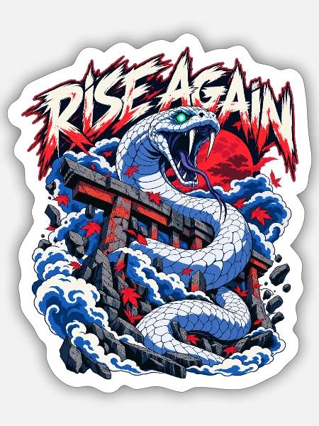 Rise Again Drachengeist Torii - Sticker Größe S (10 x 10 cm) - Mattweiß