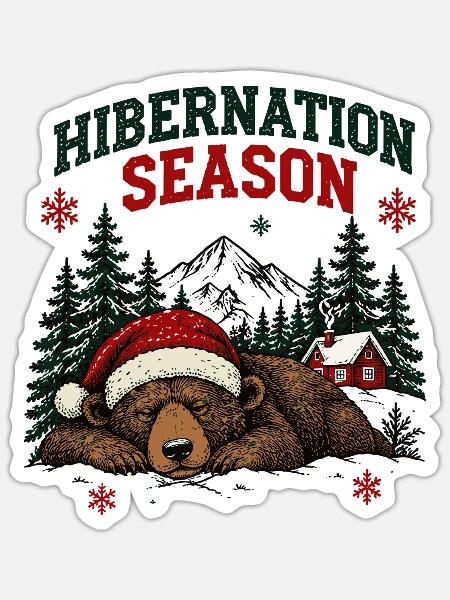 Winterschlafzeit Weihnachtsbären-Design - Sticker Größe S (10 x 10 cm) - Mattweiß