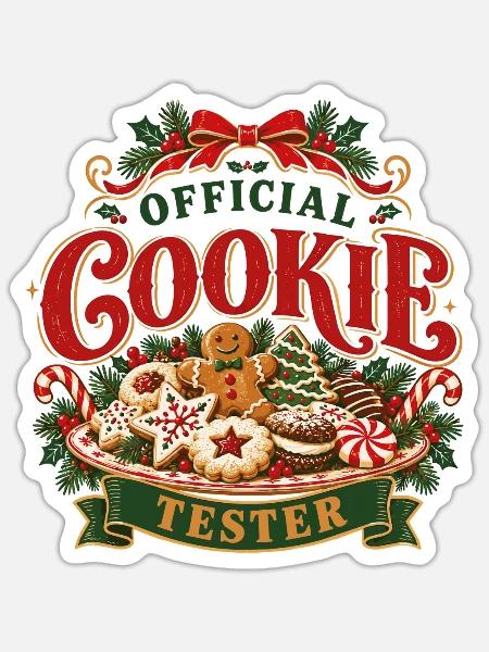 Offizielles Kekstester-Weihnachtsbackdesign - Sticker Größe S (10 x 10 cm) - Mattweiß
