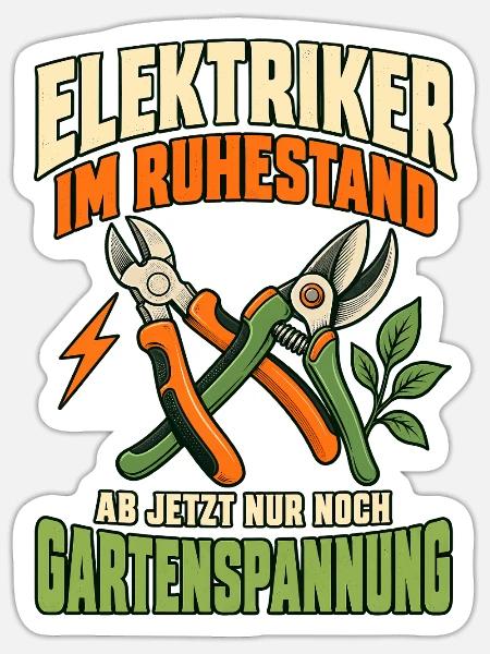 Elektriker Ruhestand Gartenspannung - Sticker Größe S (10 x 10 cm) - Mattweiß