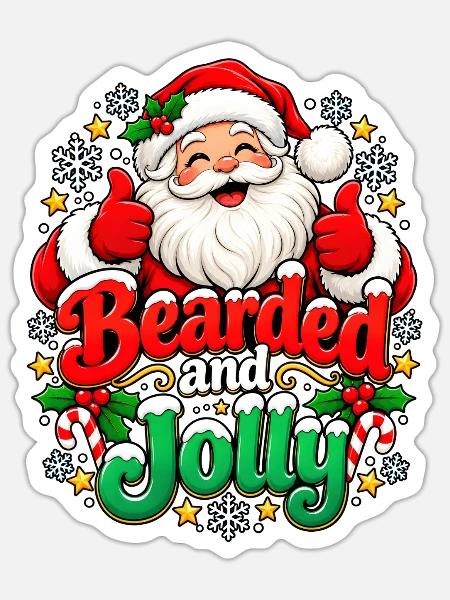 Bartig und Fröhlich: Weihnachtsmann - Sticker Größe S (10 x 10 cm) - Mattweiß