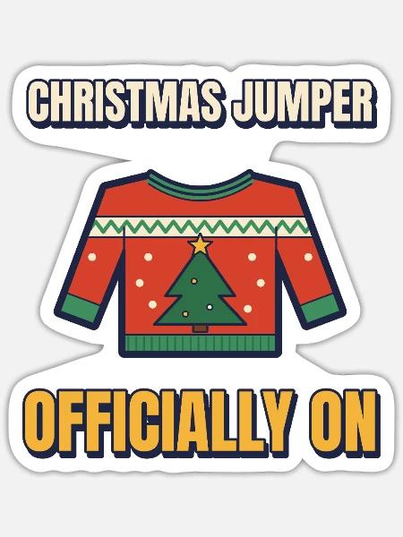 Weihnachtspullover offiziell auf Funny Festive - Sticker Größe S (10 x 10 cm) - Mattweiß
