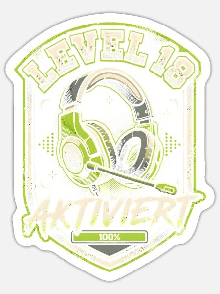 Level 18 Aktiviert Gamer Headset - Sticker Größe S (10 x 10 cm) - Mattweiß