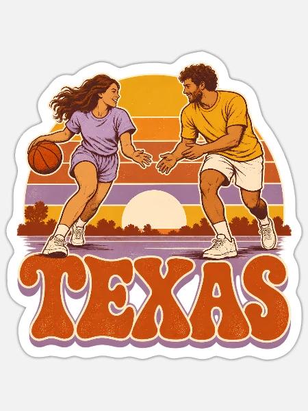 Texas Abendrot Ballduo - Sticker Größe S (10 x 10 cm) - Mattweiß