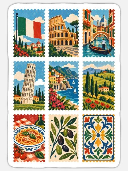 Italien Briefmarken - Sticker Größe S (10 x 10 cm) - Mattweiß